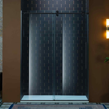 56-60" W x 80" H Frameless Single Sliding Shower Door with Double Rollers