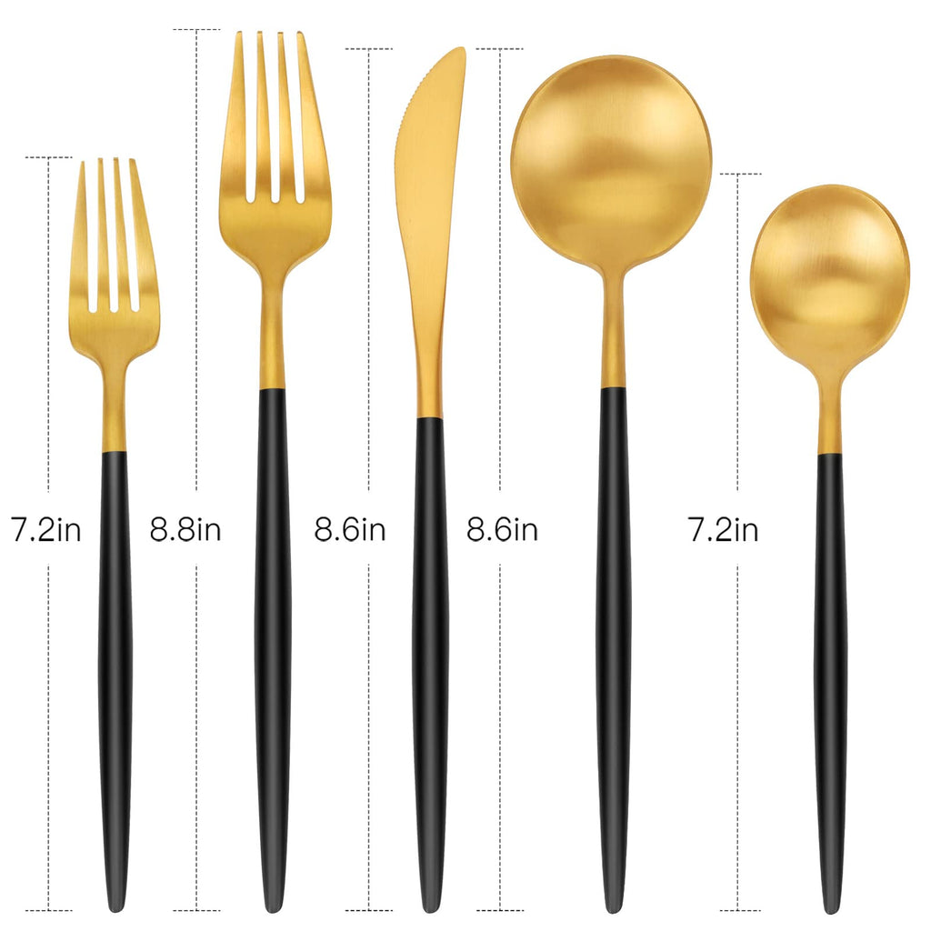 Matte Gold Silverware Set, 20-Piece Stainless Steel Satin Finish Flatware Set Service for 4, Kitchen Utensil Set