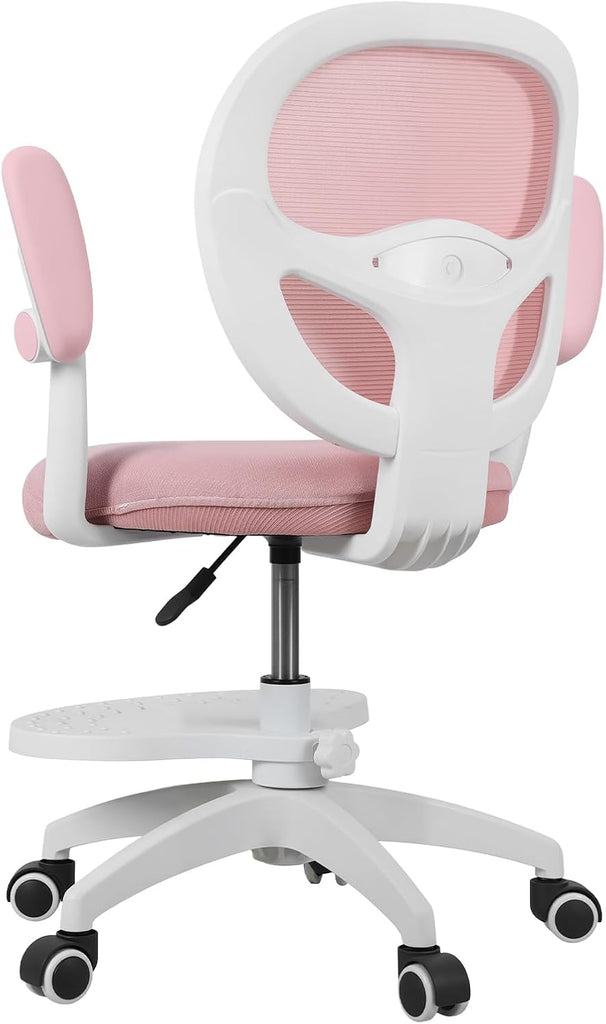 Kids Desk Chair with Adjustable Footrest and Flip Arms for Study