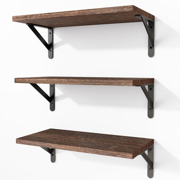 Wall Floating Shelves Decor (Brown, Set of 3, 16.5 Inch)