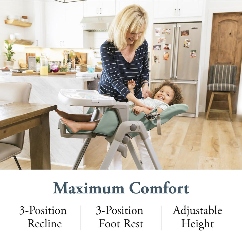 My time Highchair, Mint - Adjustable High Chair for Babies & Toddlers, 4 Height & 3 Recline Settings, Collapsible