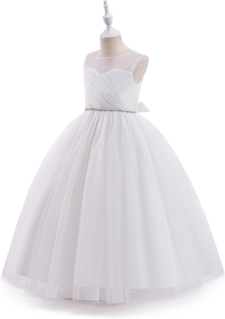 Flower Girl Wedding Dress Tulle Long A Line Holiday Birthday Party Ball Gown Girls Formal Pageant Maxi Dresses