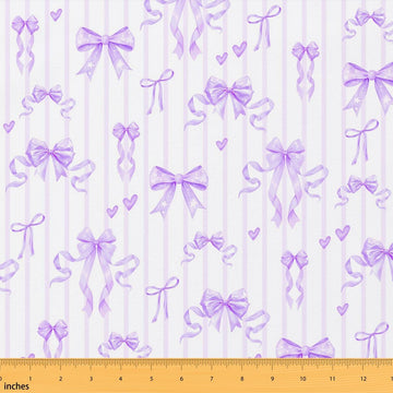 Princess Purple Ribbon Bow Fabric by The Yard Love Heart