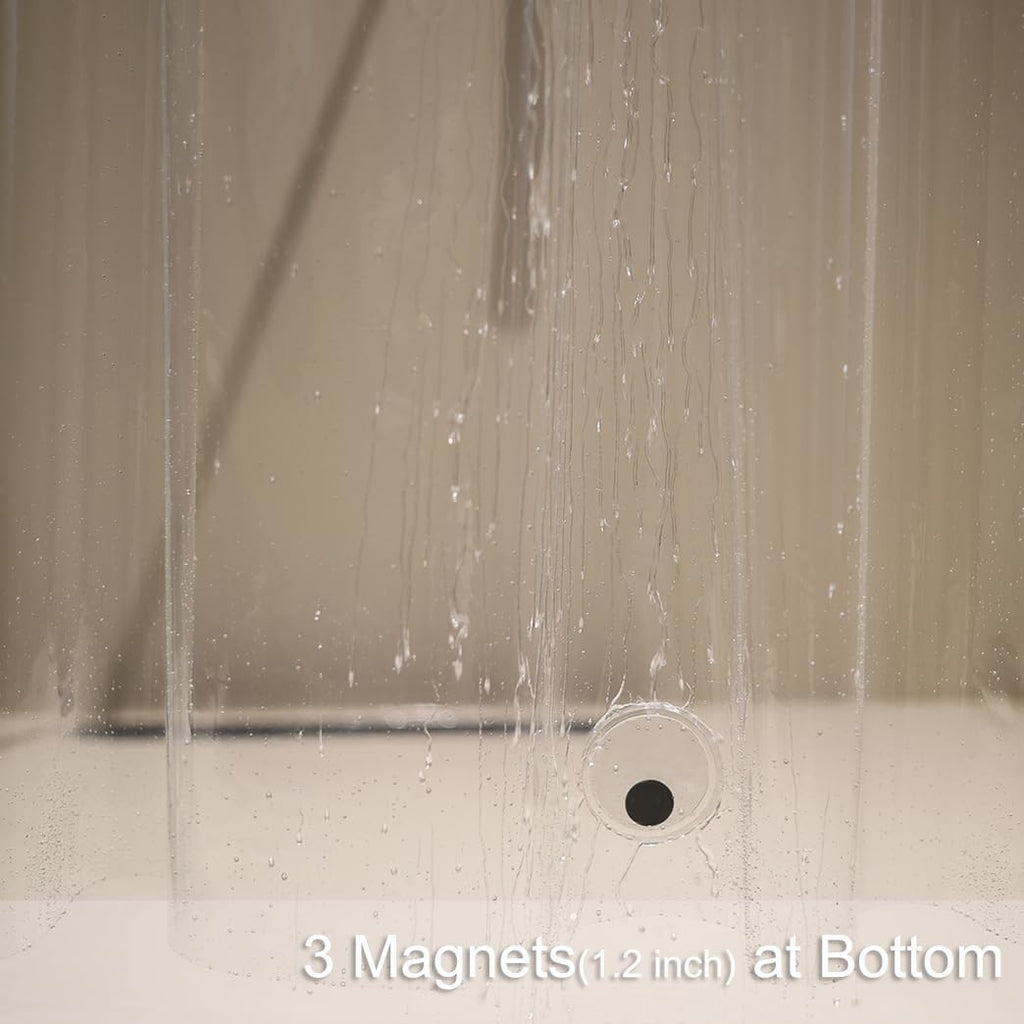 Extra Wide Shower Curtain Liner 84 x 72 Inch Clear Midweight Bathroom Shower Curtains with Rings and 3 Weighted