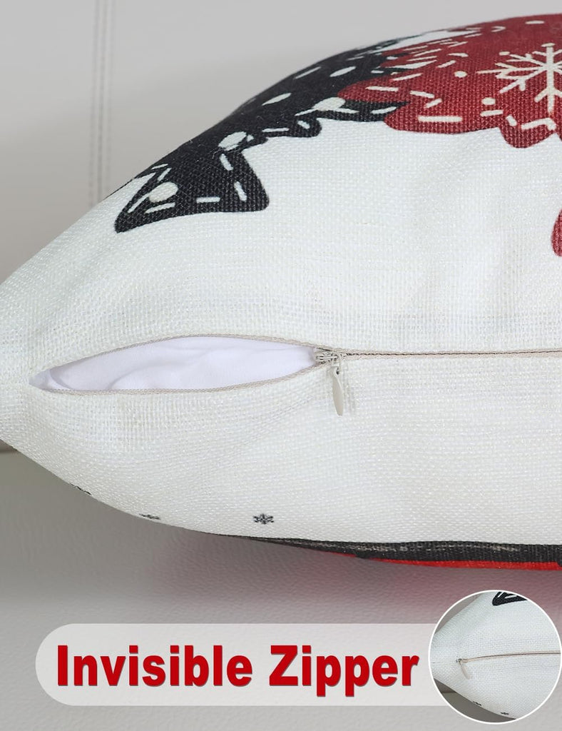Double-Sided Print Christmas Pillow Covers 16''x16'', 8 Christmas Patterns Christmas Tree, Snowman - Set of 4