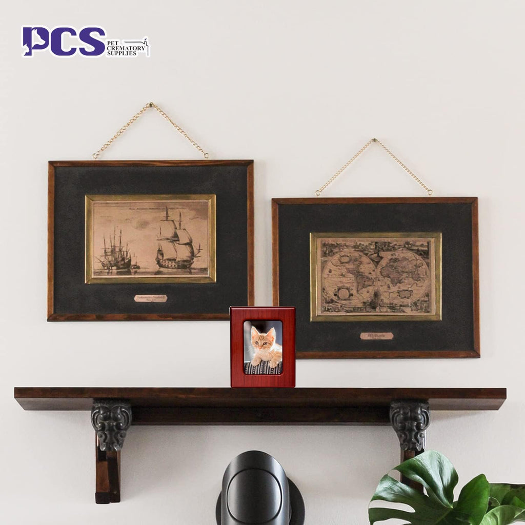 PCS Cat Urn - Photo Urn for Ashes, Cremation Box, Red-Small