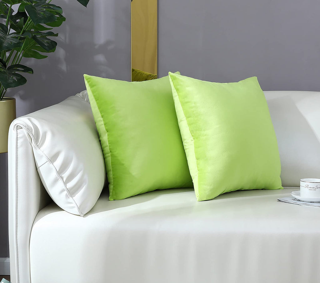 Comfy Lime Green Throw Pillow Covers Decorative Square Solid Thick Velvet Super Soft Cushion Cases Home Decor for