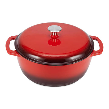 Enameled Cast Iron Dutch Oven Pot With Lid, 6-Quart, Round, Dual Handles, Heavy-Duty, Oven Safe for Stews, Roasting &