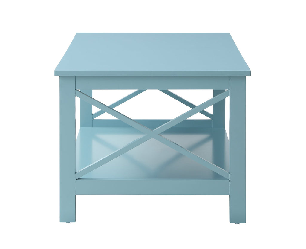 Oxford Coffee Table with Shelf, Sea Foam Blue