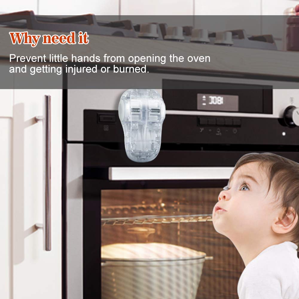Child Safety Heat-Resistant Oven Door Lock, Oven Front Lock for Kids Easy to Install, Use Adhesive,No Screws or Drill
