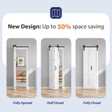 30X84(Double 15x84) White Bifold Barn Door Sliding Bi fold Doors Bi-fold Folding with 34" Hardware K