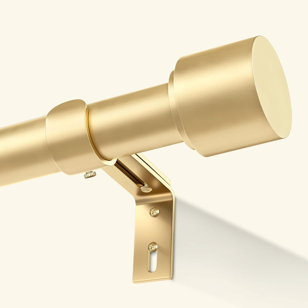 Gold Curtain Rods for Windows, 1 Inch Adjustable Heavy Duty Easy Install Curtain Rods Set (Gold, 30"-90")