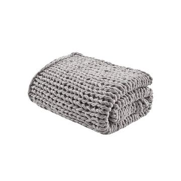 Chunky Double Knit All Season Throw Blanket, 50 x 60", Grey
