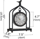DESIGN 7.5'' x 10'' Mantel Clock Iron Tower Frame, Creative Bird Ornament Tabletop Clock