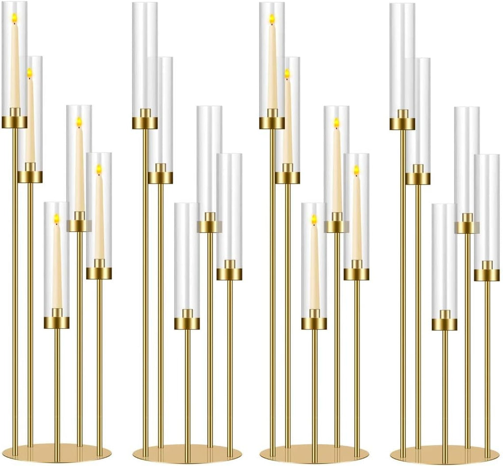 35in 4 Set Gold Candelabra Candle Centerpieces for Tables Candlesticks Holder Wedding Centerpieces Table Decorations