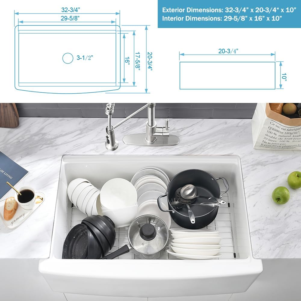 33 White Farmhouse Sink Workstation Apron Front Farm Sink Fireclay | 33x21 White Fireclay Farmhouse Kitchen Sink