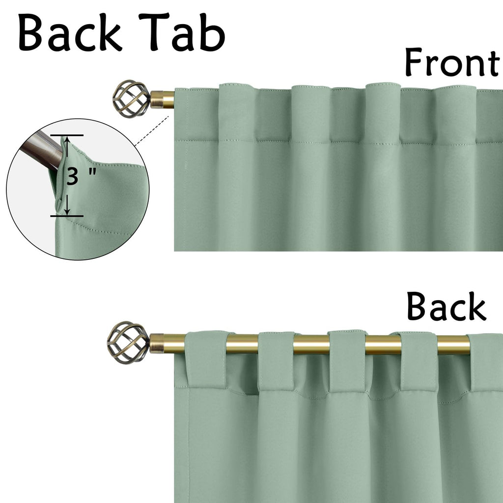 40 Inch Blackout Curtains Window, 2 Panels, Sage Green