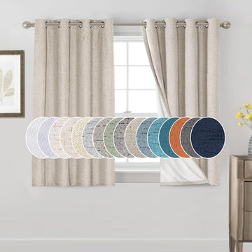 100% Blackout Curtains Linen Blackout Curtains 63 Inches Length Thermal Insulated Textured Drapes 2 Panels Set,52" W