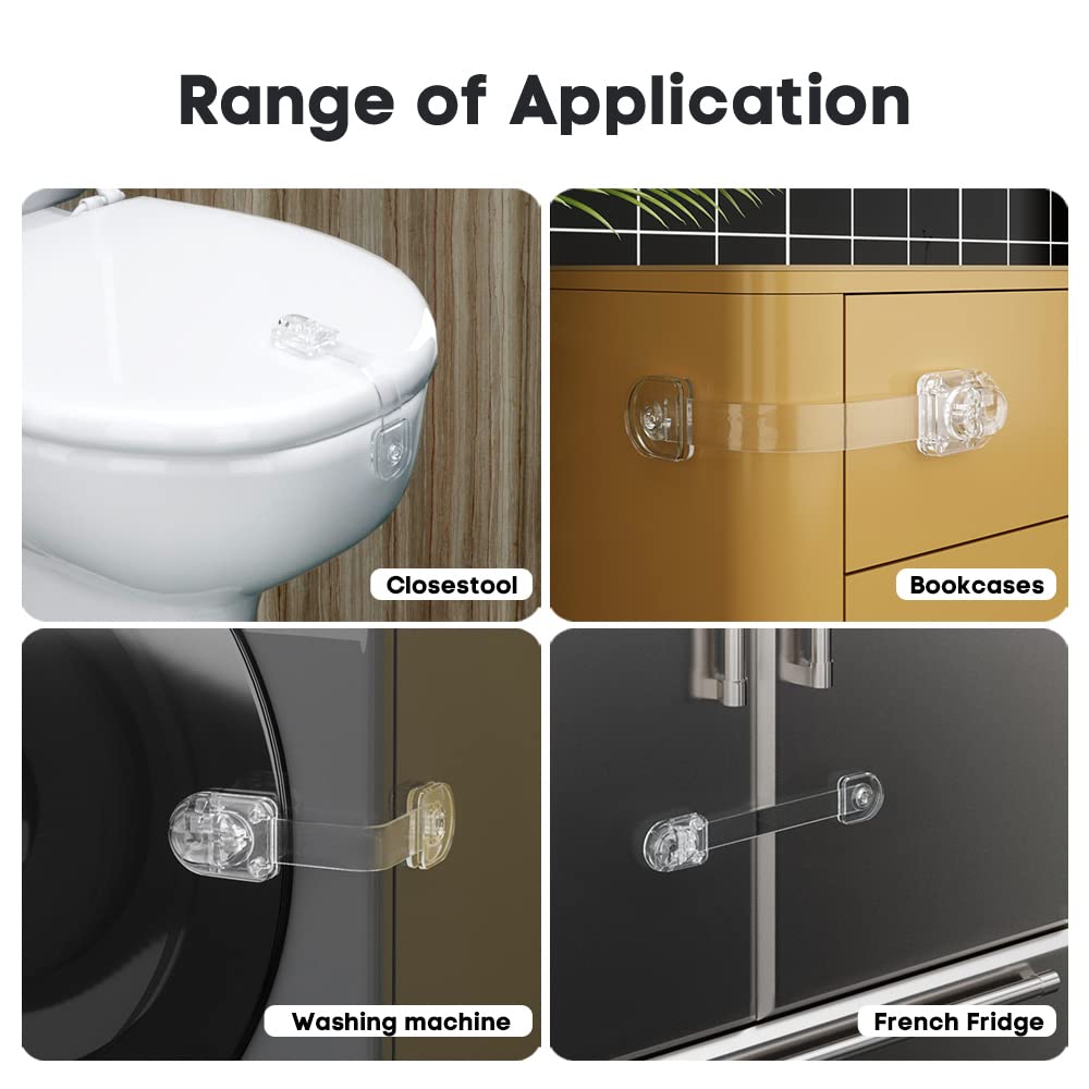 3 Pack Child Safety Locks, Childproof Strap Locks for Drawers, Fridges, Toilets, Cupboards, Ovens, Cabinets, Multi