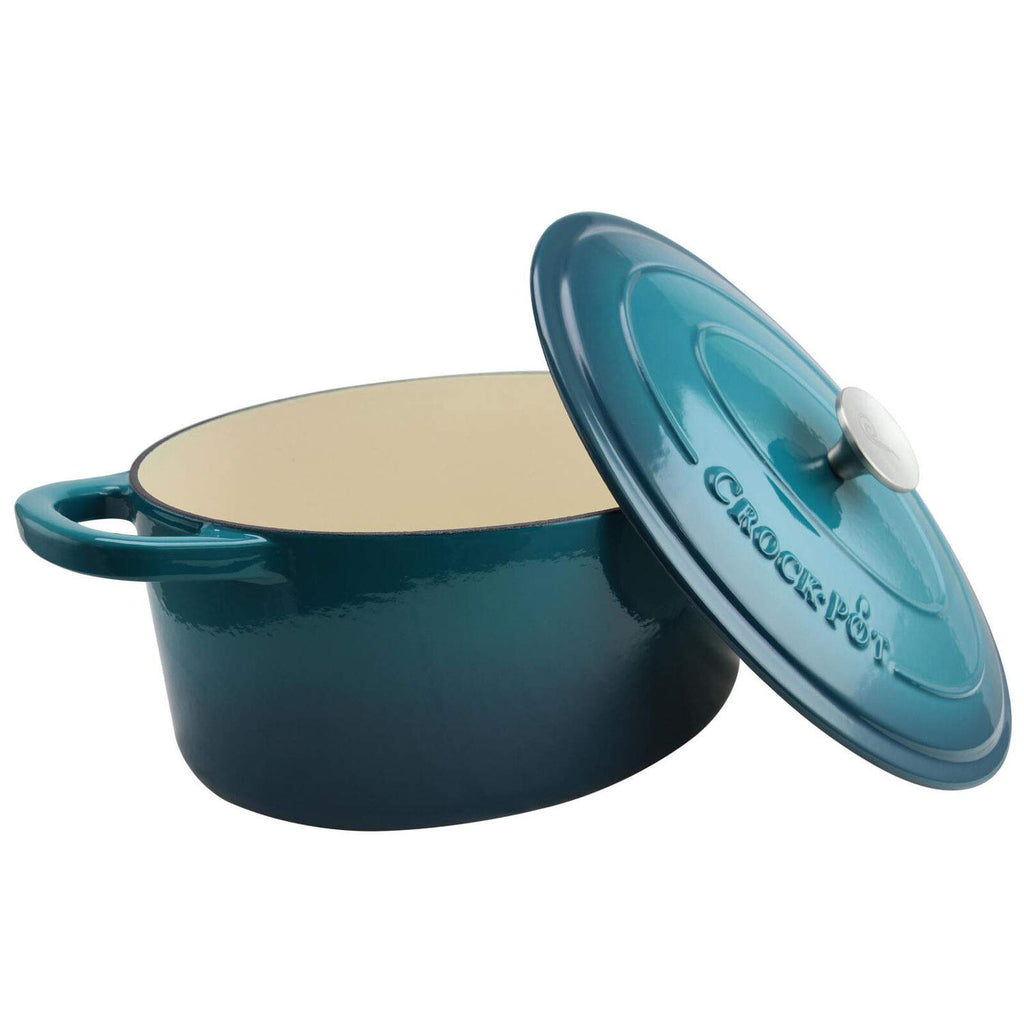 Artisan 7-Quart Oval Enameled Cast Iron Dutch Oven - Teal Ombre, Durable Cookware for Slow Cooking, Roasting, Baking