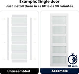 72 x 84 in (Double 36×84 Door) Glass Barn Door with 12FT Sliding Hardware Kit & Handle, Pre-Drilled 