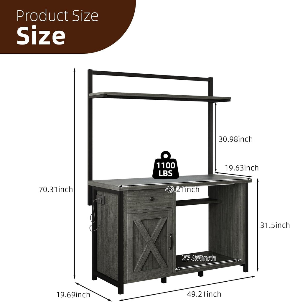 55-75 Gallon Fish Tank Stand with Storage, Aquarium Stand with Shelf, Gray