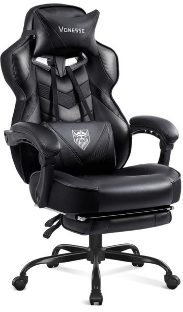 Gaming Chair, High Back Office Chair with Footrest and Massage, Gaming Chairs for Adults with Pocket Spring Cushion