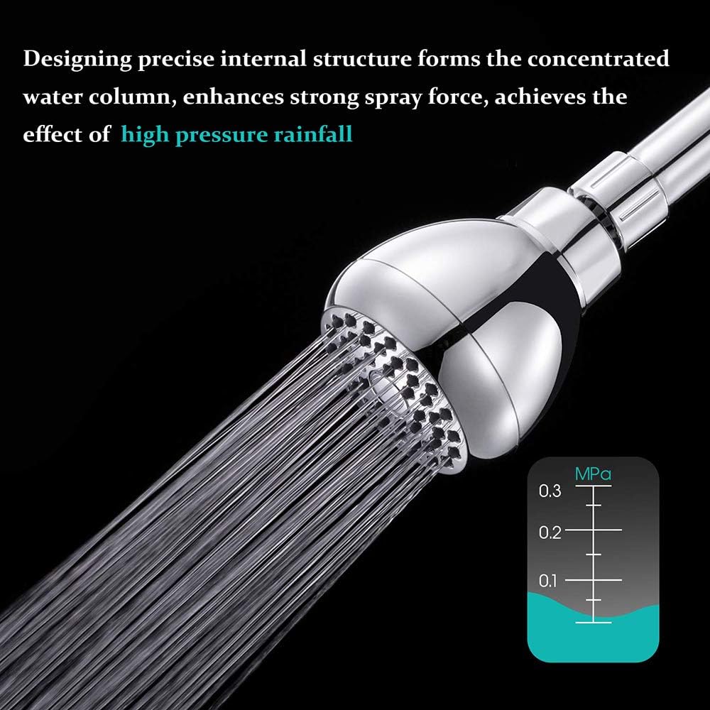 High Pressure Shower Head 3 Inches Anti-clog Anti-leak Fixed Showerhead Chrome with Adjustable Swivel Brass Ball Joint
