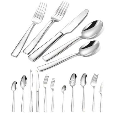 Silverware Set for 8, 53-Piece Premium Stainless Steel Flatware Set, Heavy Duty Cutlery Set with Modern Square