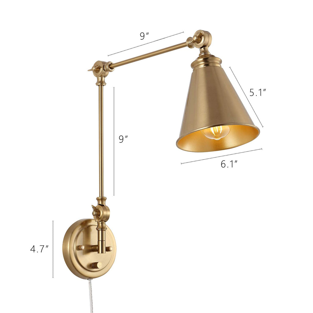 Farmhouse Swing Arm Wall Sconce Set of 2, Industrial Adjustable Wall Lamp Light Fixture Bedroom Vanity Study Desk