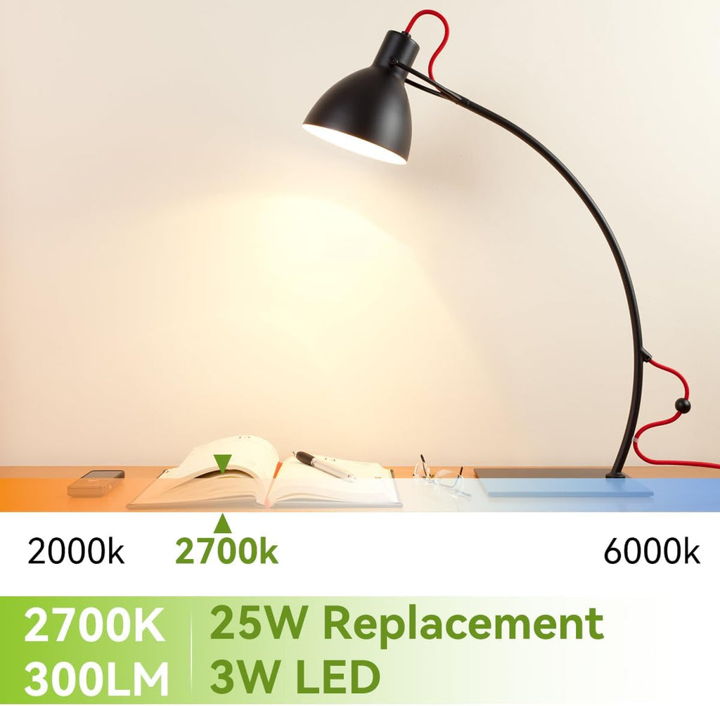 25 Watt Light Bulbs Equivalent, A15 25W LED Light Bulb 2700K Soft White E26 3W Type a Low Wattage Light Bulbs (12