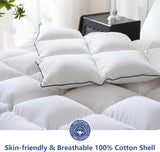 Feather Down Fiber Comforter Queen, 100% Cotton Ultra Soft Fluffy Duvet Insert Queen