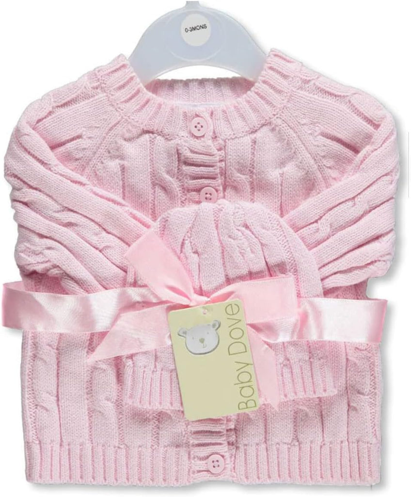 Dove Newborn Cable Knit Cardigan & Beanie - Baby Gift Set