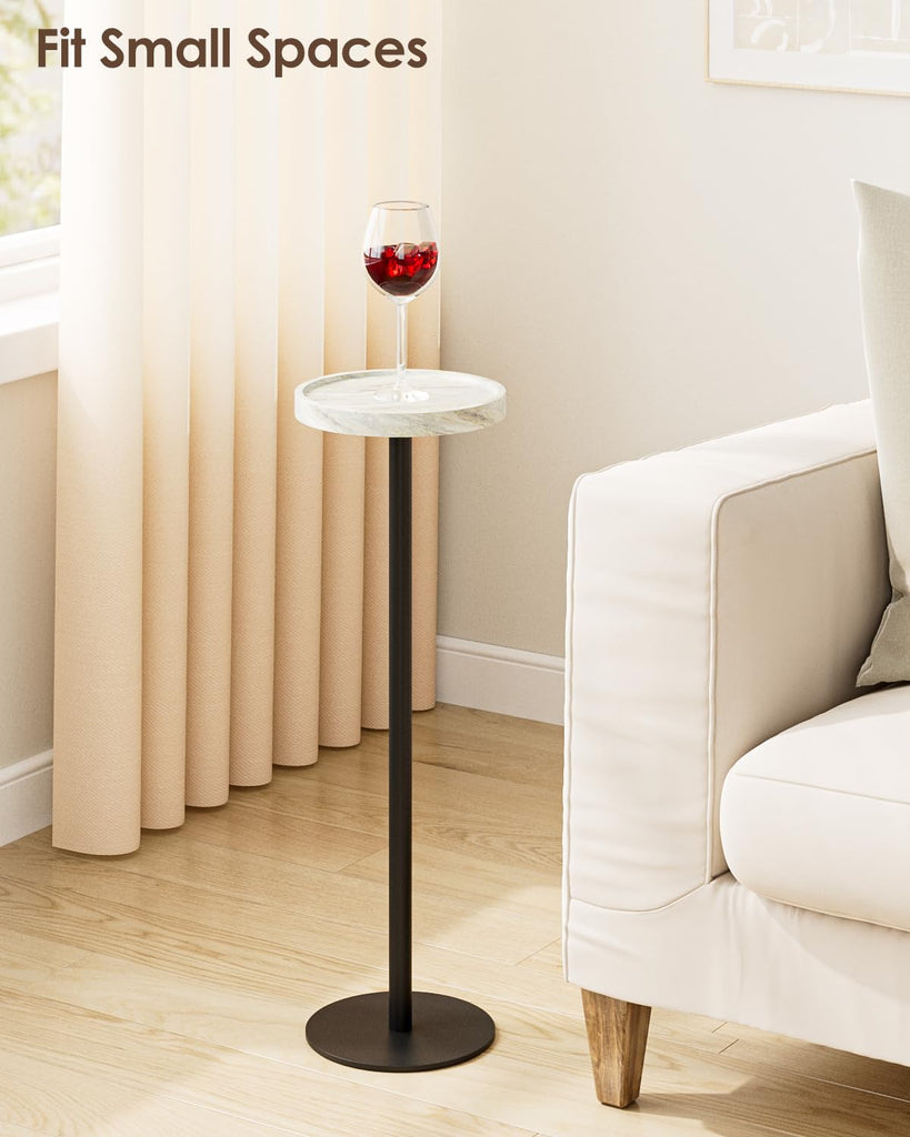 Inspired Saarinen Style Round Drink Table Set 2, Small Pedestal Side Table, White Marble