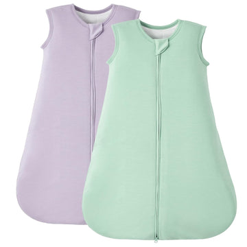 2 Pack Buttery Soft Rayon Made from Bamboo Baby Sleep Sack 1.0 TOG, Premium Baby Sleeping Bag Way Zipper