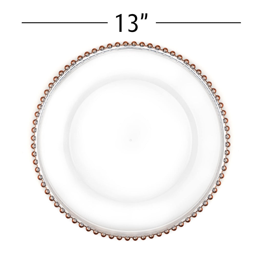Beaded Rim Charger Plate | Service Plate for Parties, Dinner, Weddings, Quinceaneras and Events | 13 inch Diameter