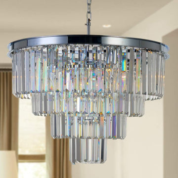 Inspired Odeon Style 9-Light Chrome Crystal 4-Tier Modern Chandelier Dia 23.6" - A107-B07K3X68RY