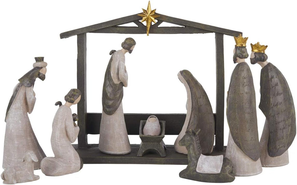 Silent Night Holy Family Nativity Set - Manger Scene (10-Piece)
