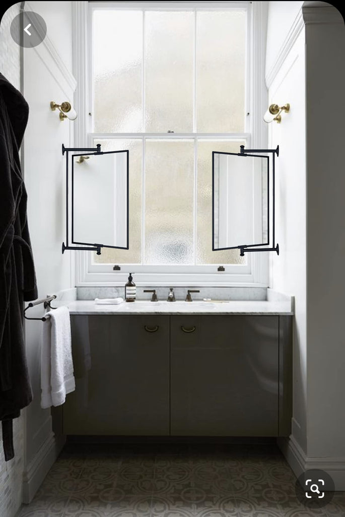 Chrome Beveled Rectangle Pivot-N-View Bathroom Vanity Mirror Rotating Square Corner Tilting Mirror Corner Vanity, 14