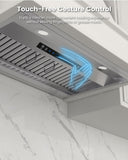 30 Inch Stainless Steel Range Hood Insert 900 CFM 4 Speed Gesture, Touch & Remote Control Convertible Ducted/Ductless
