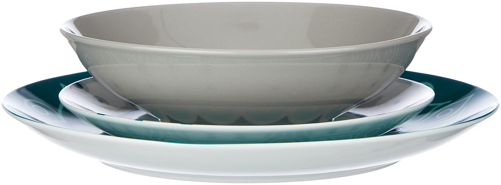 Mandala Dinner Set 18 Pieces, Porcelain, Blue/Grey