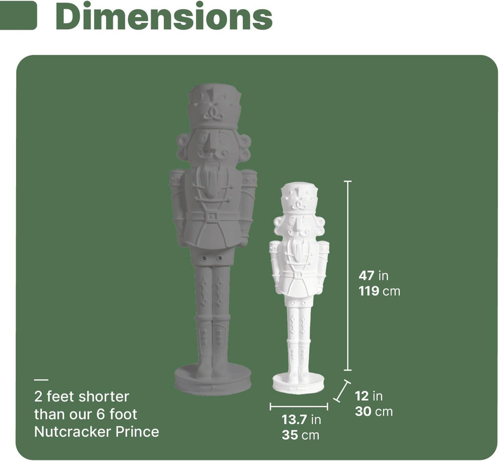 Nutcracker Prince Paintable DIY Holiday Statue, 4-Foot Tall, 2 Pack, White