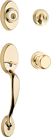 Chelsea Front Door Lock Handle and Deadbolt Set, Entry Handleset Exterior with Juno Interior Door Knob - Door Handleset
