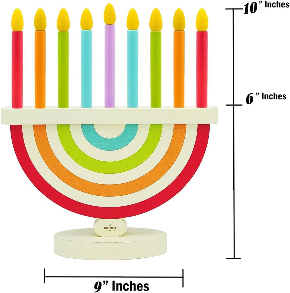 Wooden Hanukkah for Kids - Chanukah Set with 9 Removable Multicolored Candles, Storage Bags, Educational Color Toy