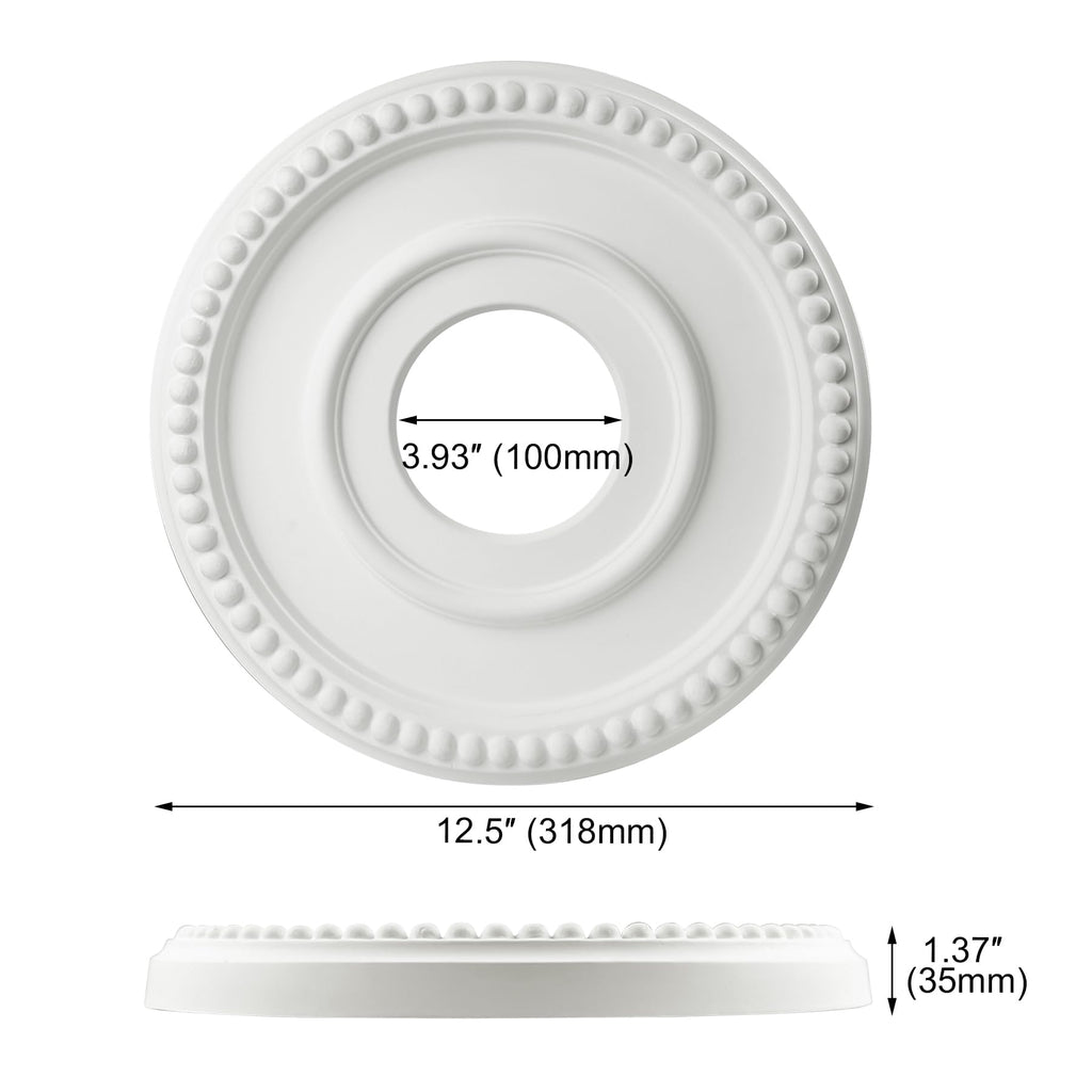 Ceiling Medallion 12-1/2" OD x 3-15/16" ID x 1-3/8"P, Ceiling Decorative Molded Round Ceiling Medallions for