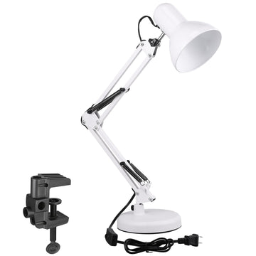 Metal Desk Lamp, Adjustable Swing Arm, E26, White