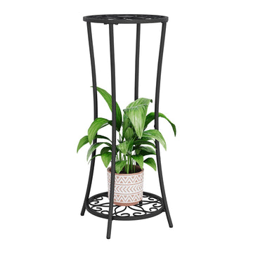 Plant Stand Indoor Outdoor, 2 Tier Metal Potted Holder Rack, Flower Pot Stand Shelf, Heavy Duty Round Supports Rack
