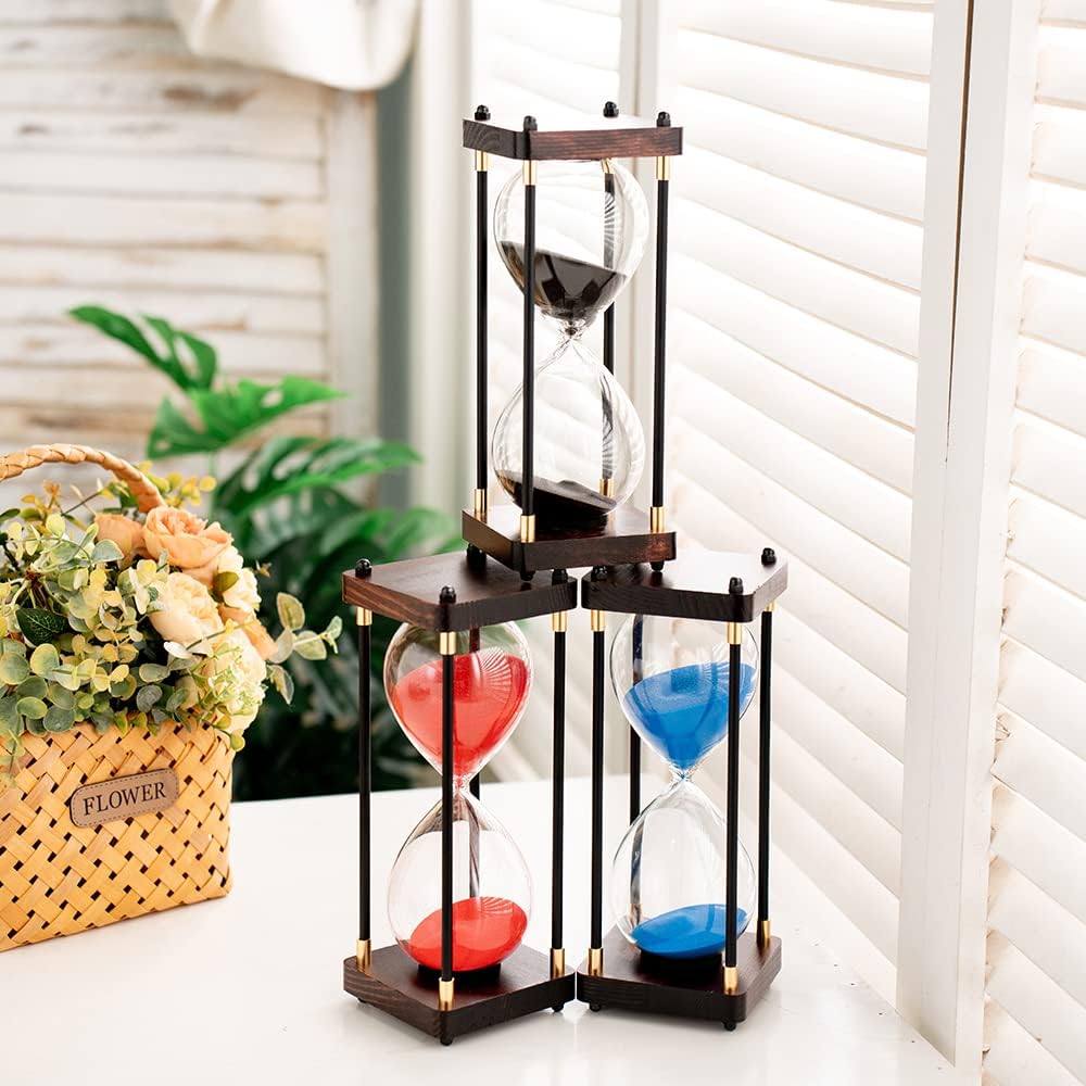 Large Sand Timer, Hourglass Timer 60 Minutes,Vintage Wooden Hour Glass Timer,Modern Home Kitchen Office Decoration