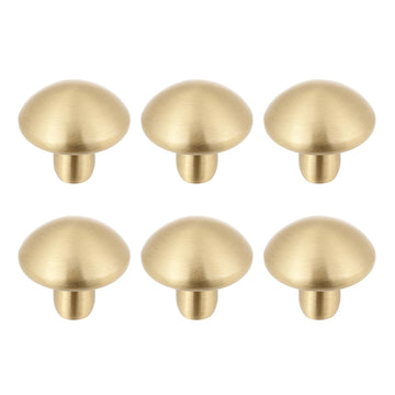 6Pack Solid Brass Cabinet Knobs Pulls Cabinet Drawer Dresser Gold Modern Handles Knobs(1.26"x1.18"/32mmx30mm) Brass