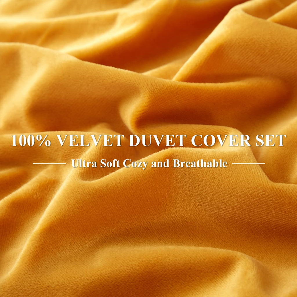 Velvet Duvet Cover Set 3 Pieces Gold Luxury Flannel